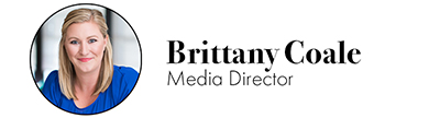 Brittany Coale, plus text of her name and "Media Director"